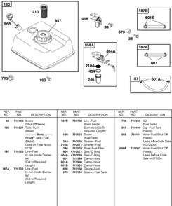 Fuel System Diagram and Parts List for 85432-0235-A1  Briggs and Stratton Engine